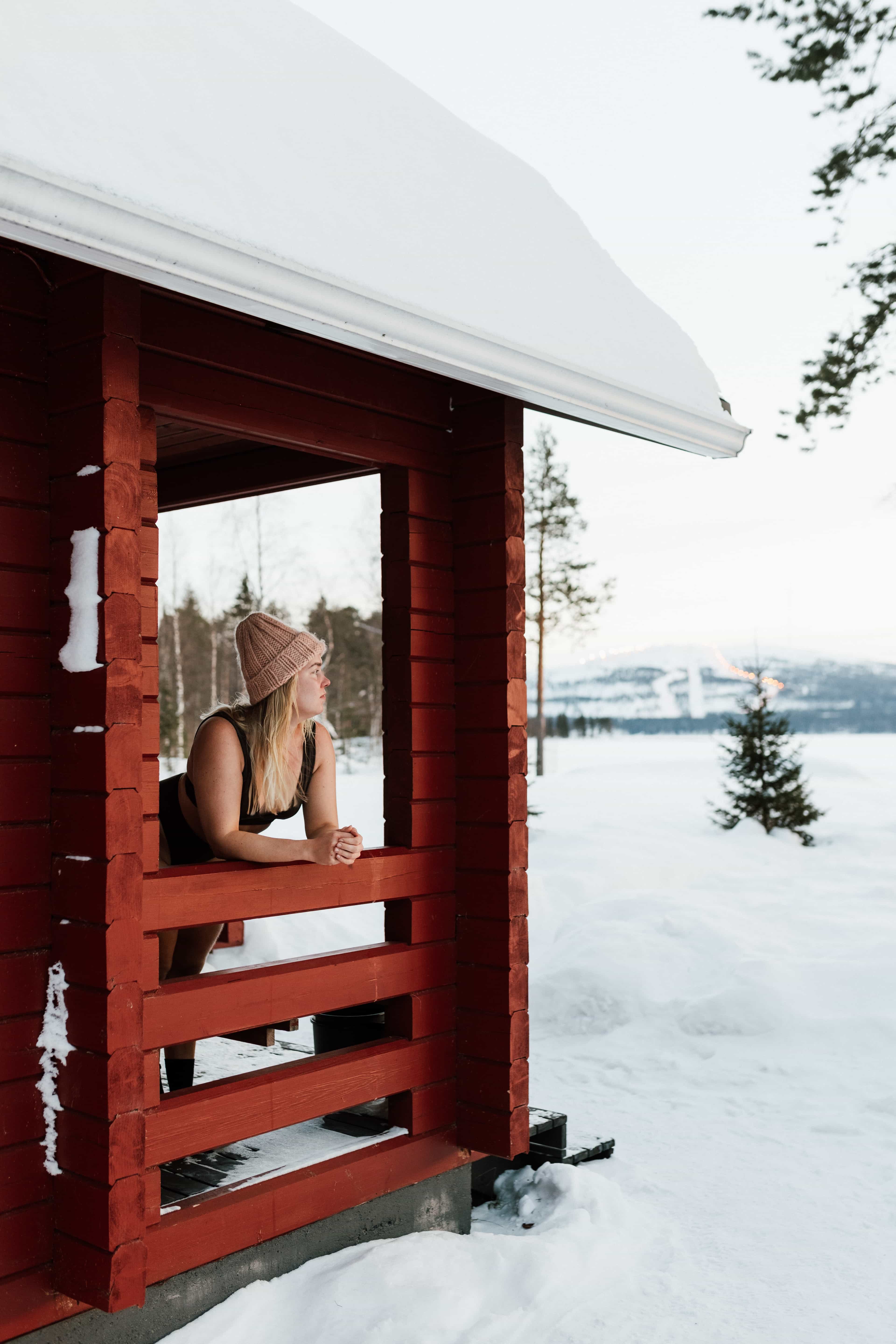 Traditional Finnish sauna by the lake